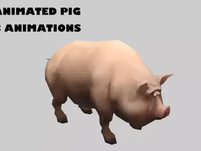 animated pig swine Low-poly 3D model