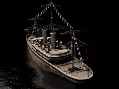 cruise old ship floating in water 3D model