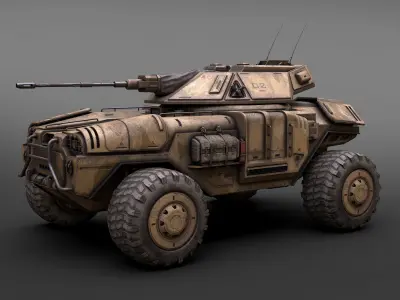 Sci Fi APC low poly desert Low-poly 3D model