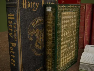 Set of books Low-poly 3D model