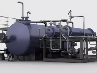 Boiler distillation valve water pump chlorination 3D model