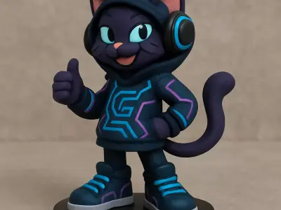 Cyber Cat Hoodie Collectible Figurine Free 3D print model