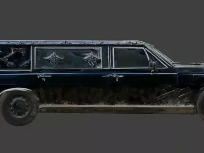 Gothic Coffin Hearse 3D Model Low-poly 3D model