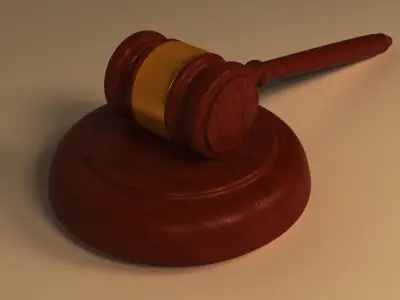auction and law Gavel Low-poly 3D model