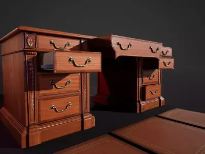 Victorian Desk Game-Ready Low-poly 3D model