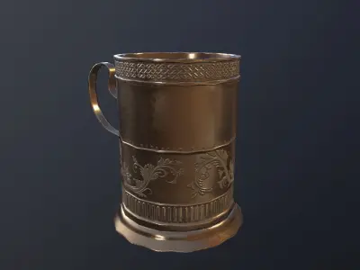 Mug Game Ready silver beer Low-poly 3D model
