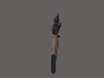 SCAR-L rifle with scope Low-poly 3D model