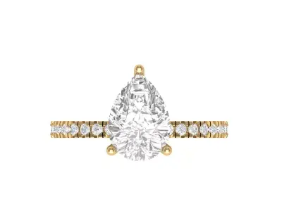 Pear Solitaire Ring 3D print model 4