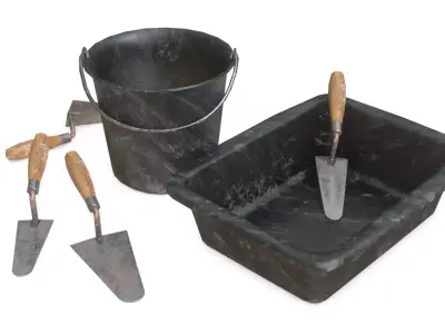 Mortar Tools Set Low-poly 3D model