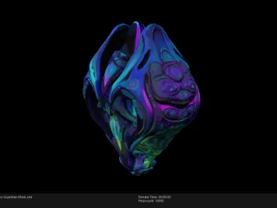 Low Poly Stylized Mystic Guardian Mask Low-poly 3D model