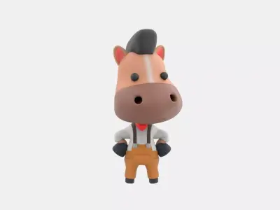Cute Horse 3D Illustration 3D model get