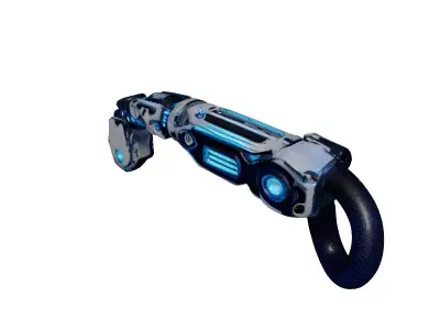 Futuristic Cybernetic Arm Blue Nodes 3D model