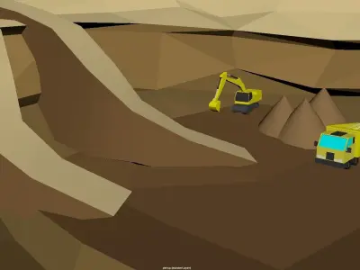 Gold mine Low poly version model Low-poly 3D model