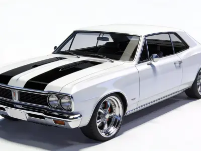 Classic American 1970s White Muscle Coupe 3D Model Low-poly 3D model