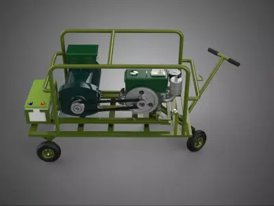 ARMY MILITARY TACTICAL FIELD GENERATOR SET GENSET WHEELED CART 3D model