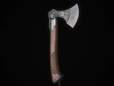 Viking Axe Low-poly 3D model 6