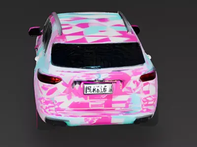 Vibrant Itasha Anime SUV 3D Model Low-poly 3D model