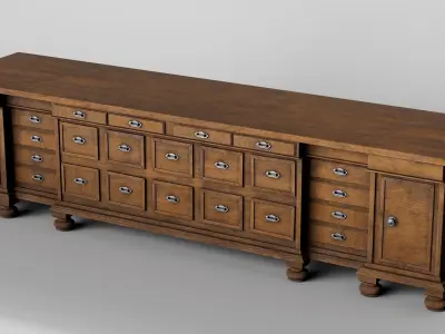 VIntage Wooden Cabinet Island 3D Model 3D model