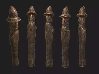 Next Gen AAA Slavic Wooden Medieval Settlement Totem Statue Low-poly 3D model