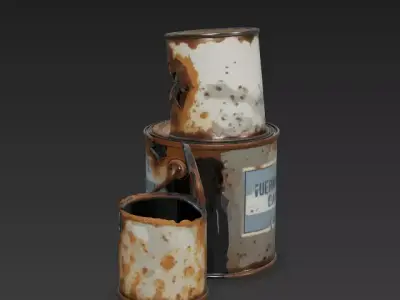 Rusty Damaged Paint Cans  Post-Apocalyptic Wasteland Prop 3D model