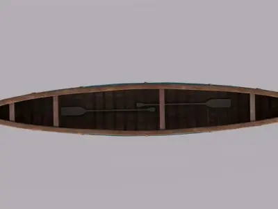 Canoe in ocean Low-poly 3D model