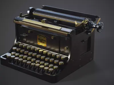 Continental typewriter Low-poly 3D model