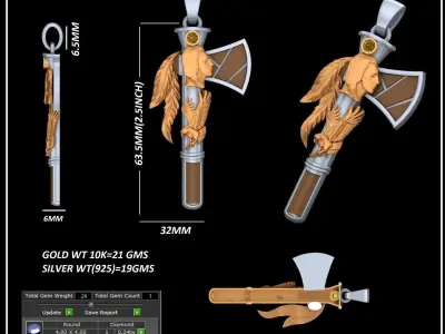Axe pendant 3D print model 3D print model