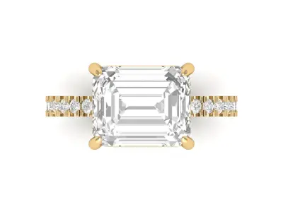 Emerald Solitaire Ring 3D print model 28