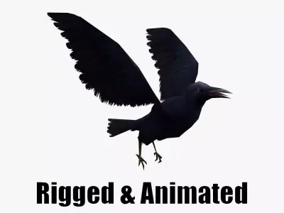 low-poly animated crow Low-poly 3D model