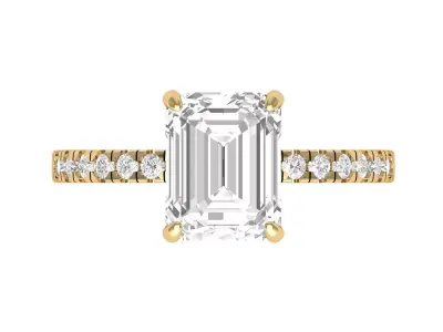 Emerald Solitaire Ring With Side Stone 3D print model