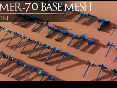70 Models-Cold Weapons-Hammer Weapons-UV-Vol 08 Low-poly 3D model