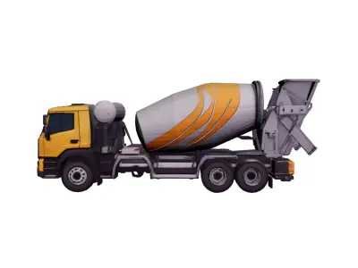 Low Poly Cement Mixer Truck Vehicle Low-poly 3D model