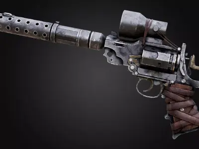 Post Apocalyptic Revolver Low-poly 3D model