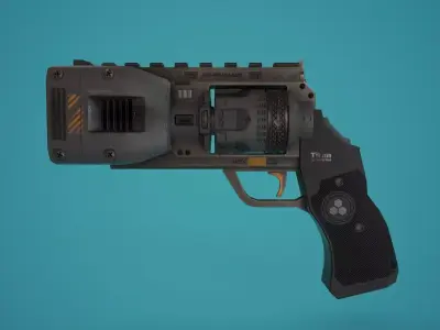 Sci-Fi Plasma Revolver FPS Low-poly 3D model