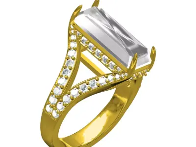Antique Lond Emerald Stone Split Shank Vintage Ring 3D print model