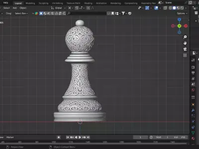 Royal Pawn Chess Piece 3D print model