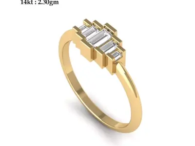  Solitair 5 Stone Ring 3D print model
