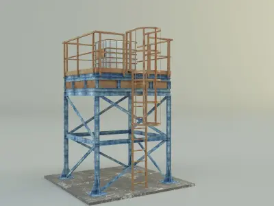 tower structure oil tank 3D model