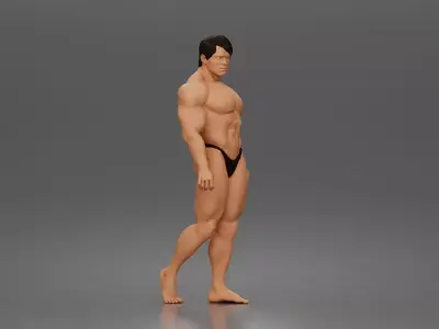 The muscular Arnold walks forward showcasing sculpted physique 3D print model