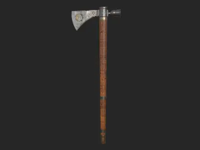 Engraved Pipe Tomahawk PBR Game Ready Weapon 4K Textures  Low-poly 3D model