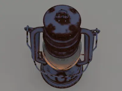 Vintage oil lamp blue 3D model