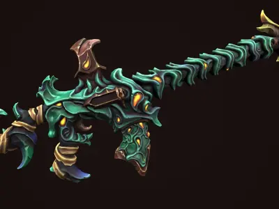 Undead assault rifle Low-poly 3D model