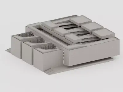 Brutalist Industrial Building 10 Low-poly 3D model