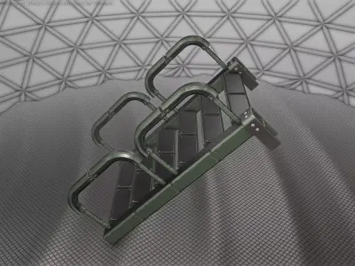 Sci-Fi Stairs - 26 - Green Version Low-poly 3D model