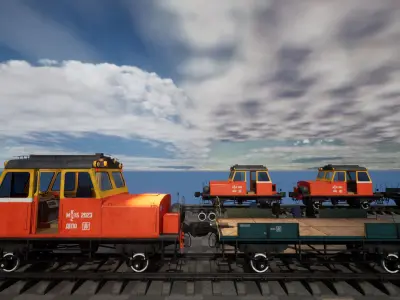 Railroad Trolley for UE4 Low-poly 3D model