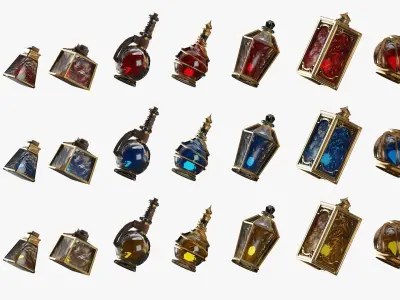 Health Potion Bottle Set Low-poly 3D model
