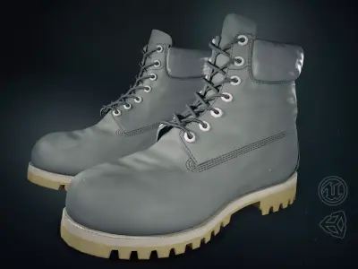 Gray Timberland Boots Low-poly 3D model