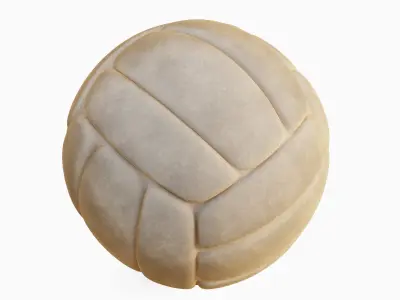 Old Leather Volleyball Ball 04 3D model