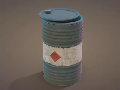 Oil Barrel Low-poly 3D model 7
