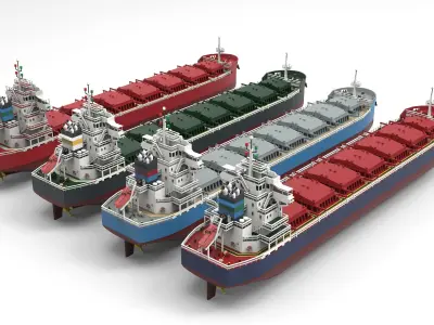 Panamax Bulk Ore Carrier Low-poly 3D model